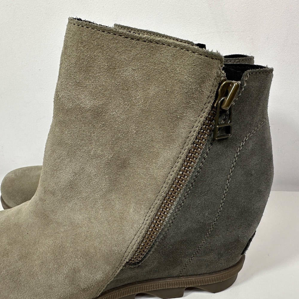 Sorel Joan Of Arctic Zip Wedge Bootie Suede Gray Women's Size 8 - Picture 8 of 12